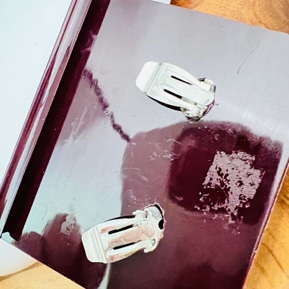 Vintage Premier Designs Earrings Large Dome Brutalist Silver Clip On PD 4552 - Picture 6 of 8